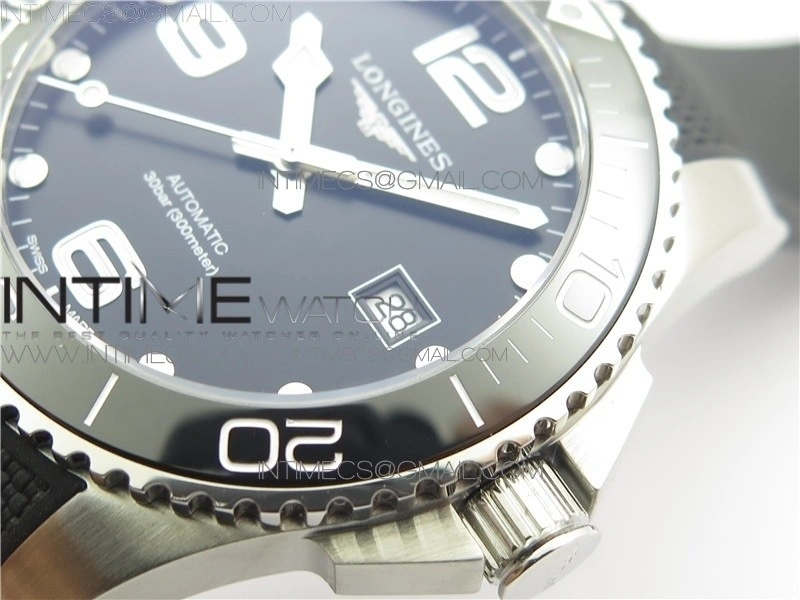 Conquest L3.840.4.56.6 Real Ceramic Bezel SS ZF 1:1 Best Edition Black dial On Rubber Strap A2824